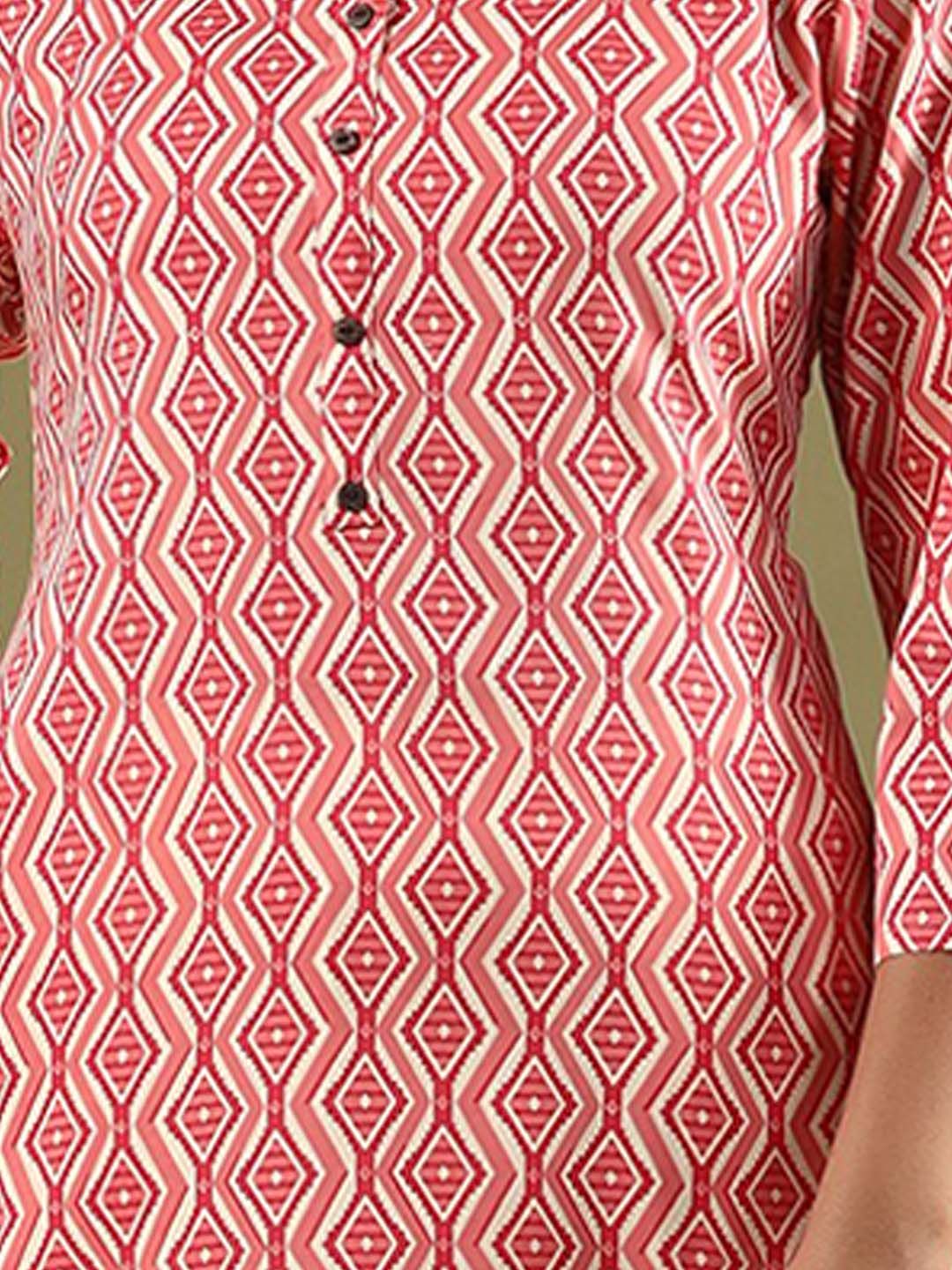 Indo Era Geometric Printed Mirror Work Straight Kurta | Grocsy