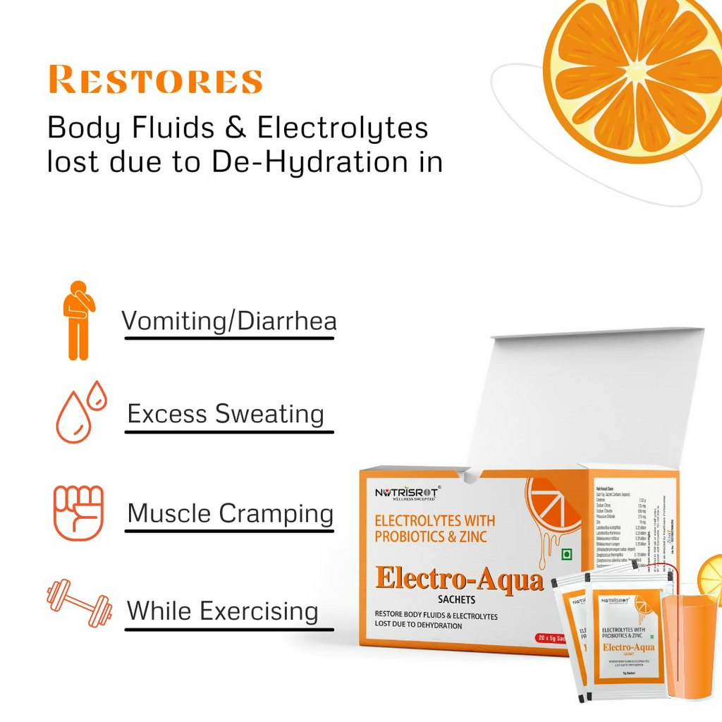 Nutrisrot Electro-Aqua Instant Hydration & Energy Drink Sachets Orange Flavour | Grocsy