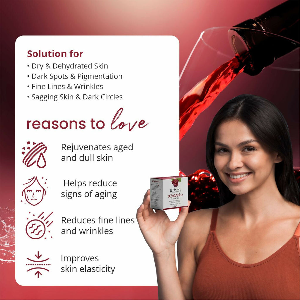Globus Naturals Anti-Ageing Red Wine 6 Step Facial Kit | Grocsy
