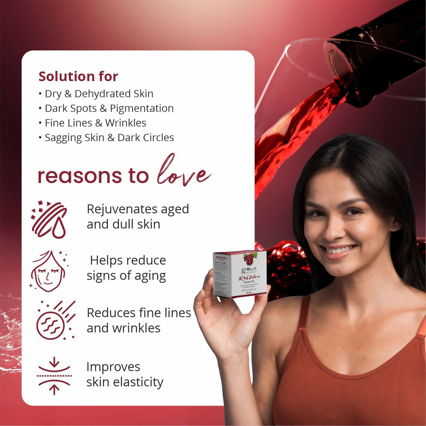 Globus Naturals Anti-Ageing Red Wine 6 Step Facial Kit | Grocsy