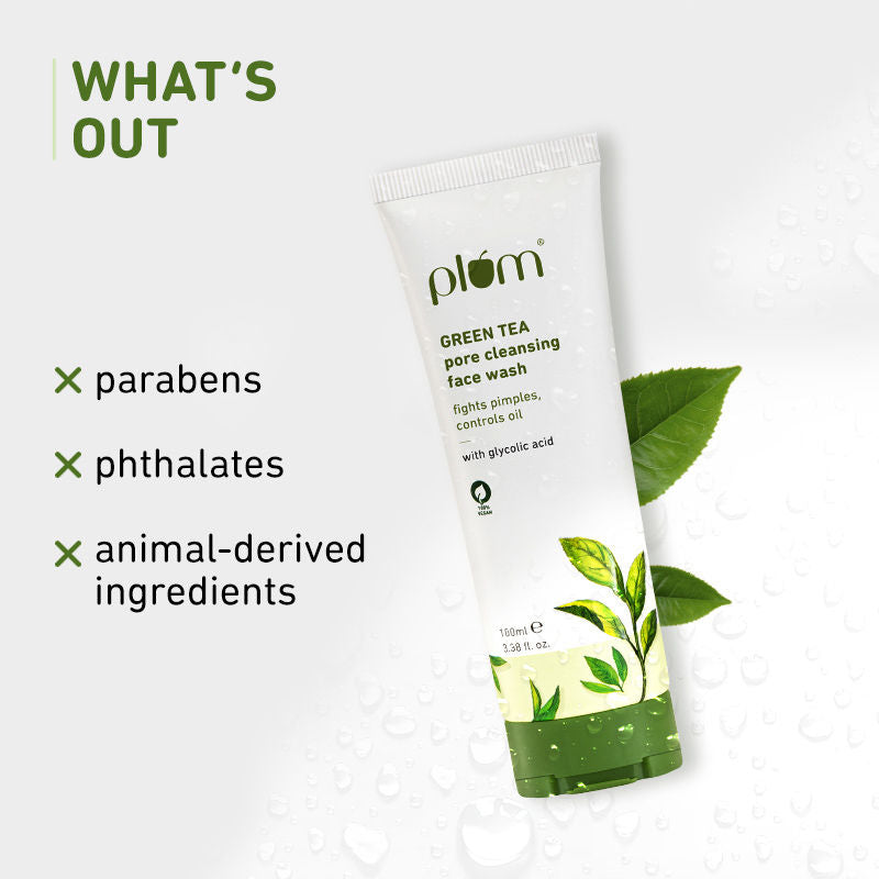 Plum Green Tea Pore Cleansing Face Wash With Glycolic Acid - Fights Acne & Oil For Clear Skin | Grocsy