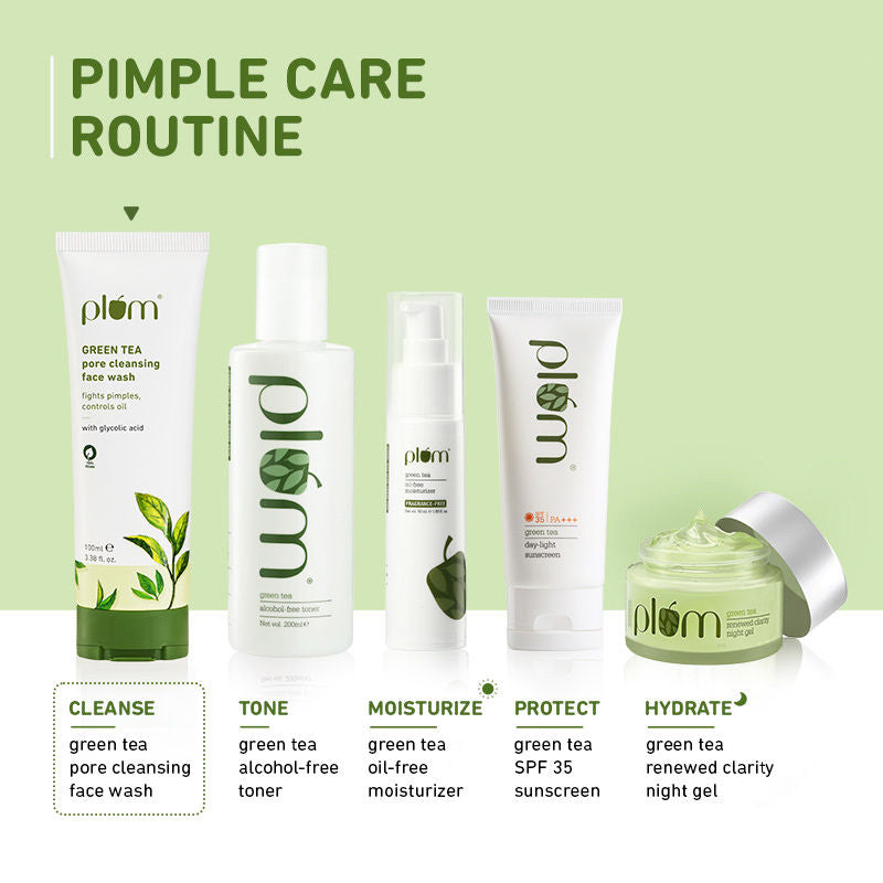 Plum Green Tea Pore Cleansing Face Wash With Glycolic Acid - Fights Acne & Oil For Clear Skin | Grocsy
