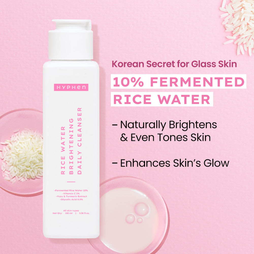 Hyphen By Kriti Sanon Rice Water Face Brightening Daily Cleanser, Reduce Pigmentation & Dark Spots, Brightens & Even Tones Skin, Moisturizes Skin | Grocsy