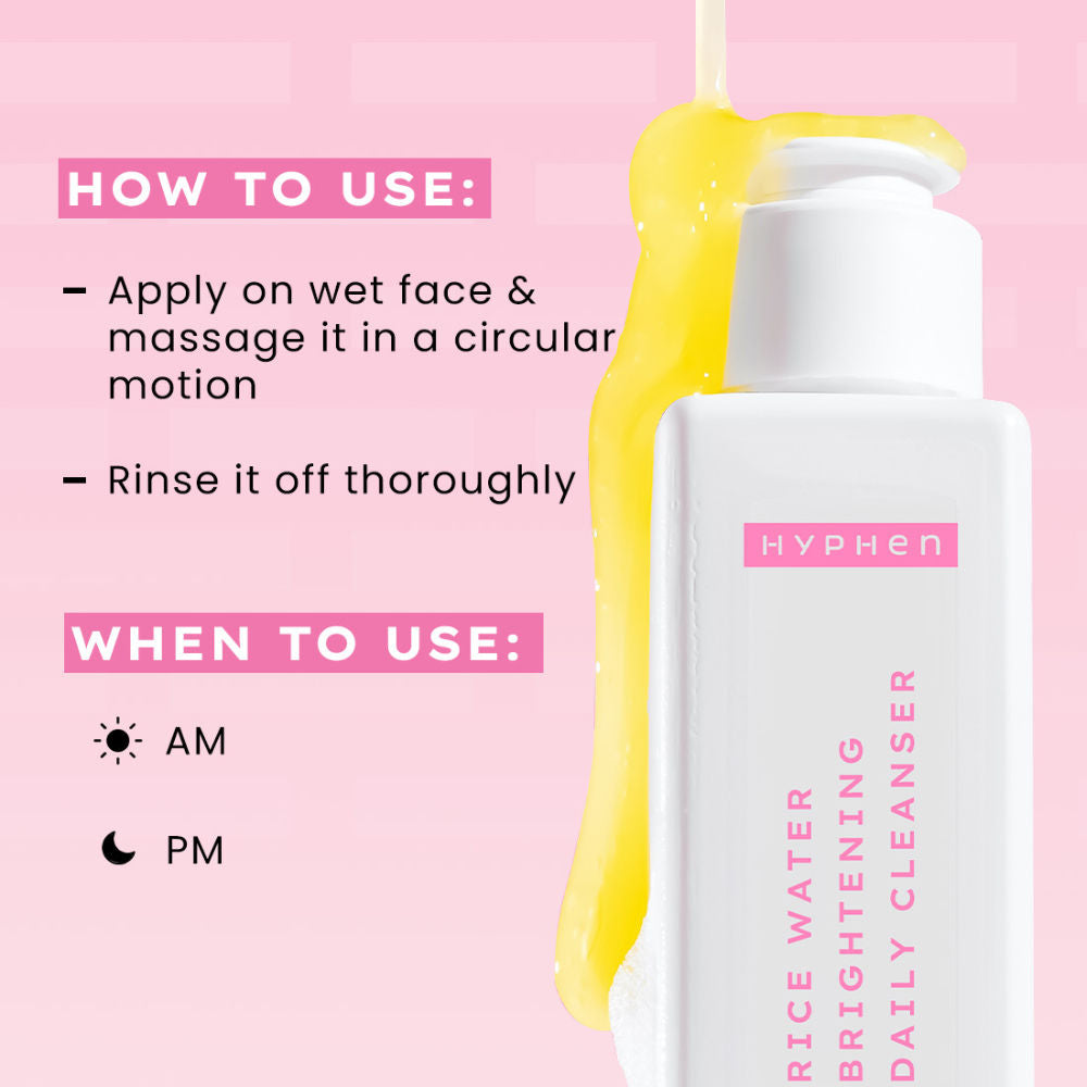 Hyphen By Kriti Sanon Rice Water Face Brightening Daily Cleanser, Reduce Pigmentation & Dark Spots, Brightens & Even Tones Skin, Moisturizes Skin | Grocsy