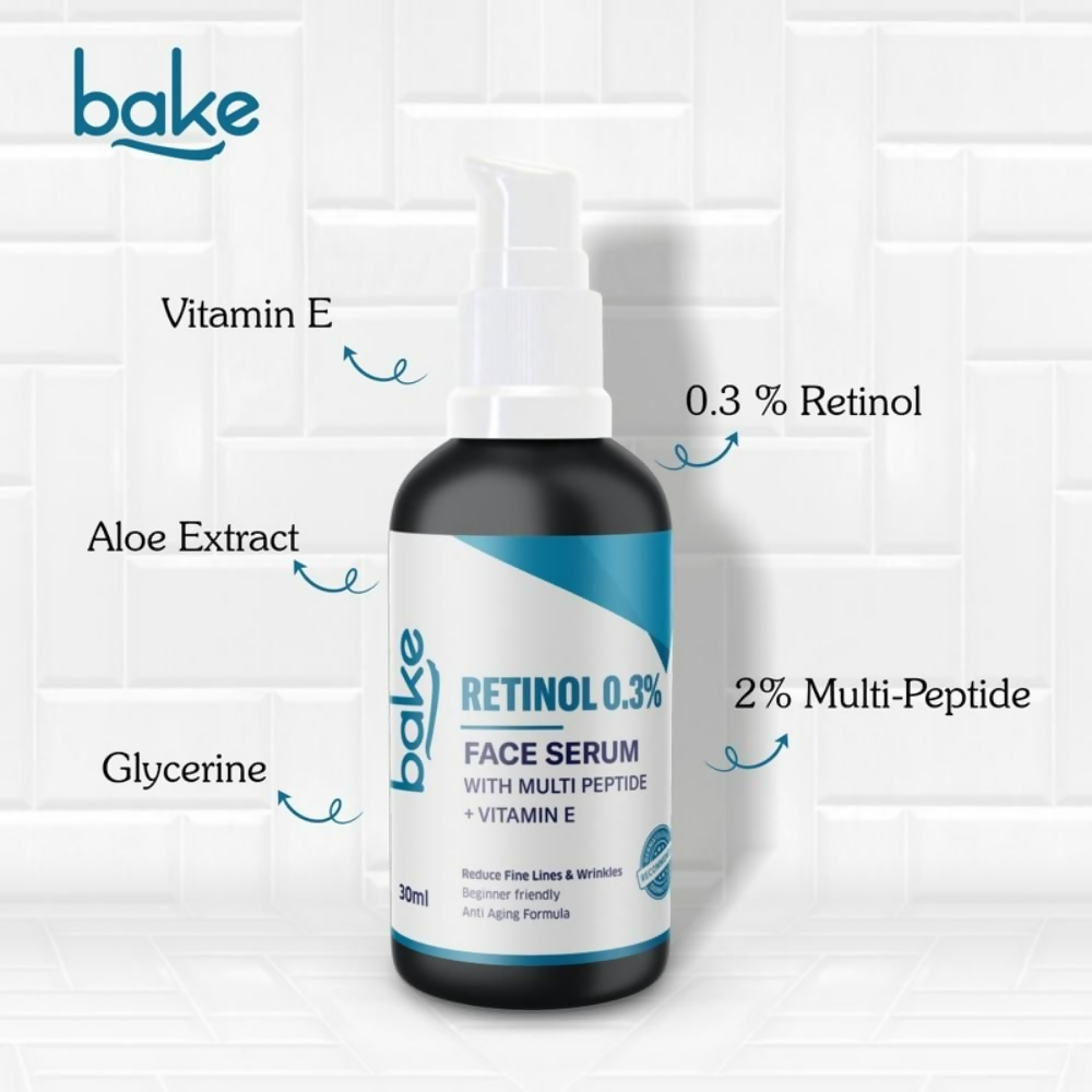 Bake 0.3% Retinol Beginner Friendly Face Serum With 2% Multi Peptide & Vitamin E | Grocsy