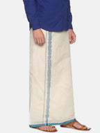 Sethukrishna Mens Off White Traditional Kerala Double Mundu | Grocsy