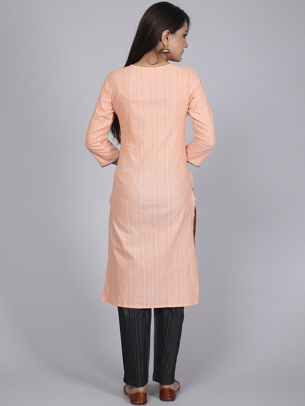 HERE&NOW Women Orange Floral Yoke Design Mirror Work Kurta with Trousers & Dupatta | Grocsy