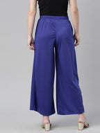 Souchii Navy Blue Knitted Ethnic Palazzos | Grocsy
