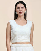 White Pure Viscose Georgette Sequence Embroidery work Lehenga Choli with Dupatta - Aakriti | Grocsy