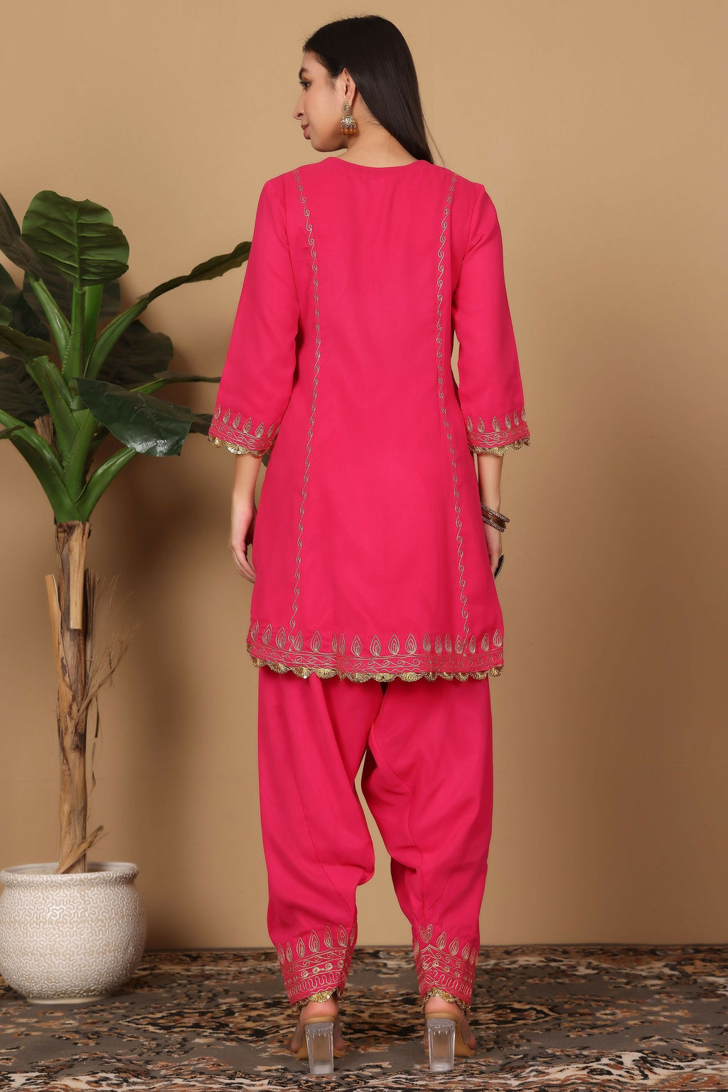 Joban Fashion Pink Georgette Kurta Set | Grocsy