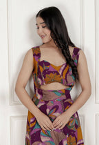 Miravan Womens Purple Pure Cotton Floral Printed Sleeveless Cut Out Western Dress | Grocsy