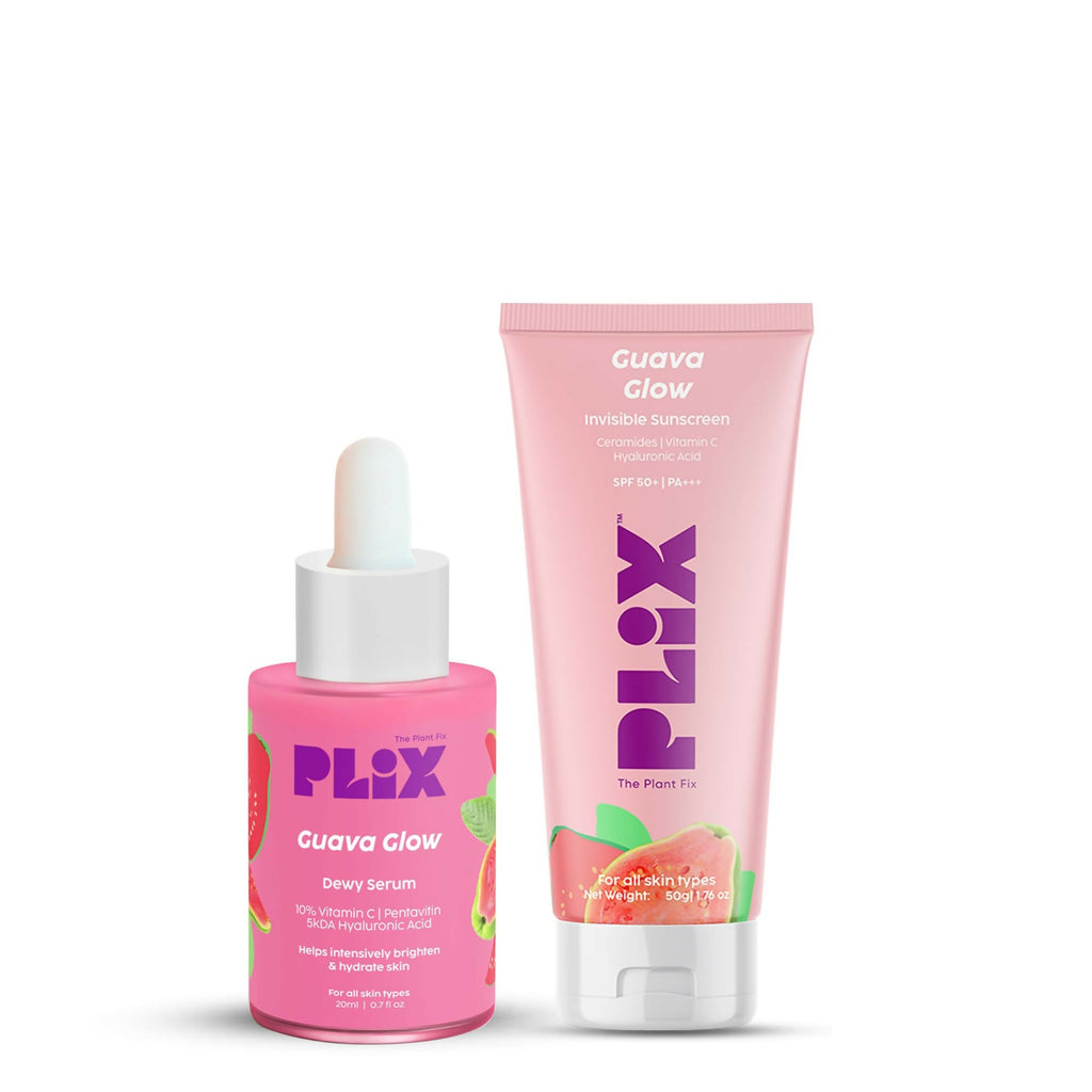 PLIX The Plant Fix SPF 50+ Guava Glow Sunscreen & 10% Vitamin C Guava Face Serum | Grocsy