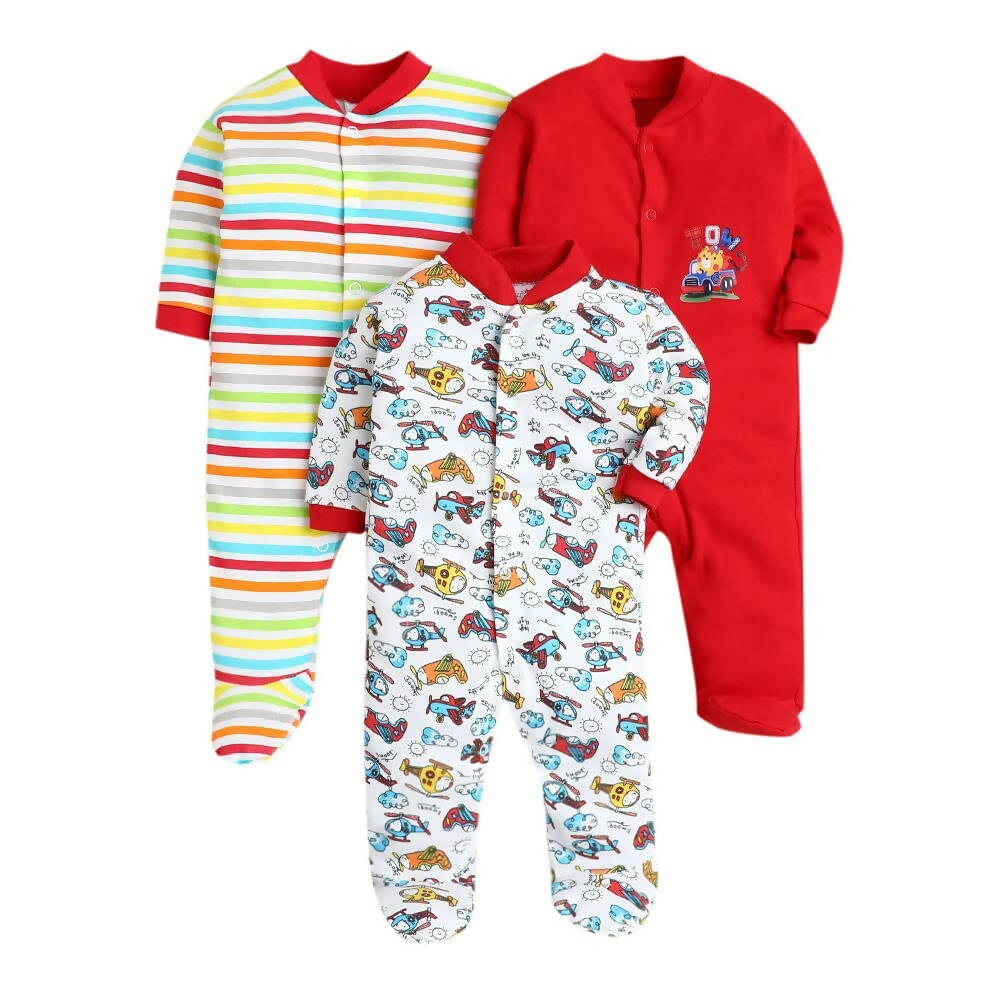 Daddy - G Rompers/Sleepsuits/Jumpsuit /Night Suits for New Born Babies - Red | Grocsy
