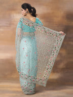 kasee Floral Embroidered Net Saree | Grocsy