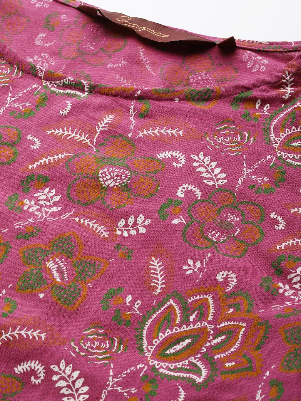 Sangria Women Purple Ethnic Motifs Printed Pure Cotton Kurta with Trousers | Grocsy