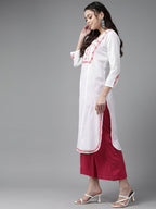 ADA Ethnic Motifs Chikankari Embroidered Floral Kurta | Grocsy