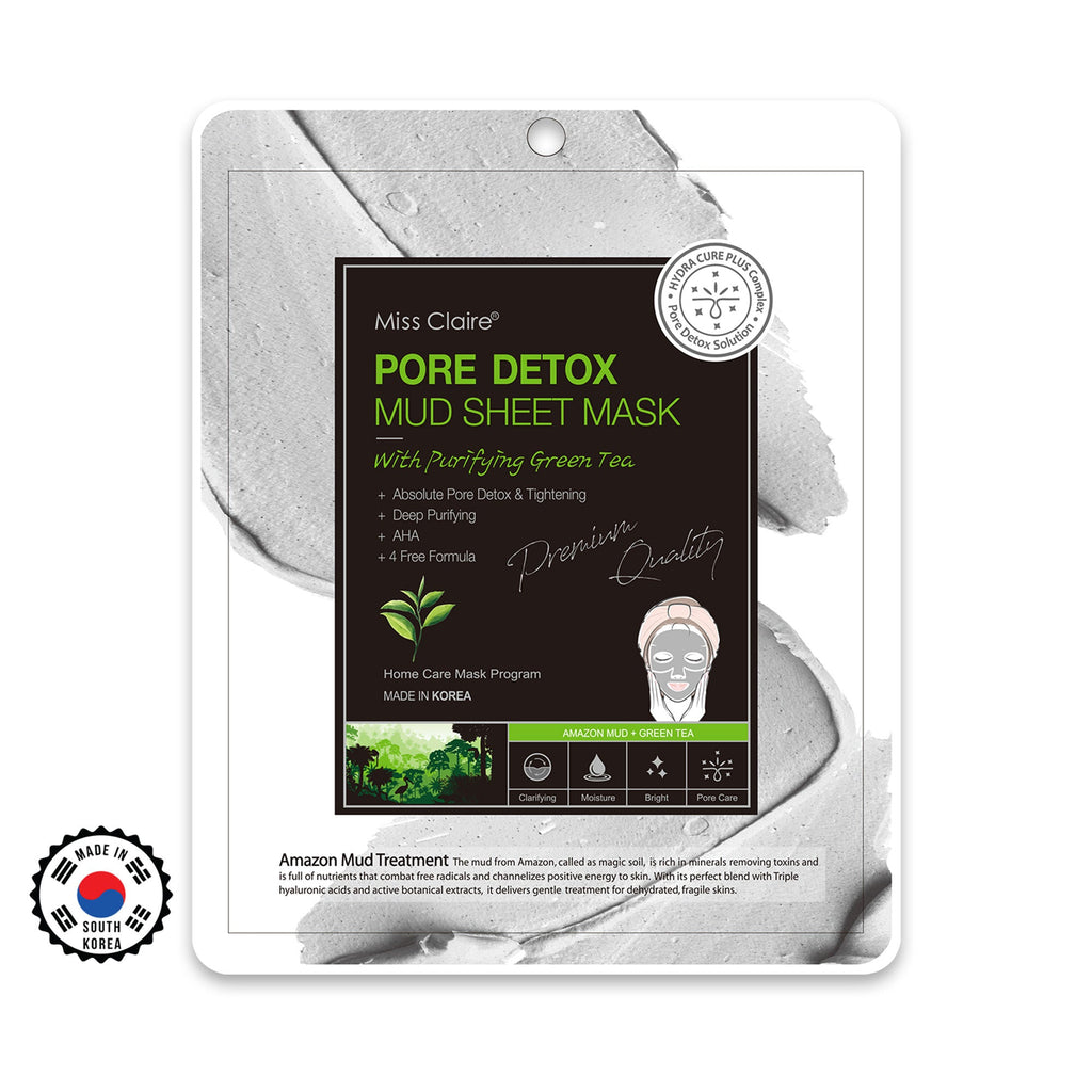 Miss Claire Pore Detox Mud Sheet Mask With Purifying Green Tea | Grocsy