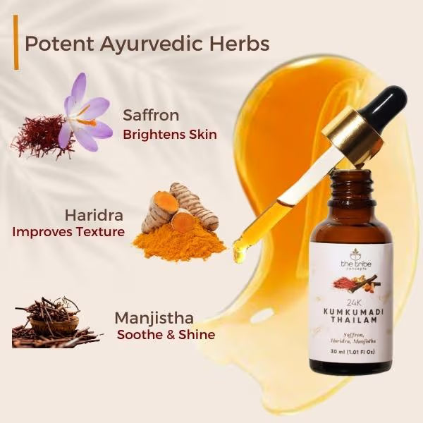 The Tribe Concepts 24k Kumkumadi Thailam - Skin Brightening Oil | Grocsy
