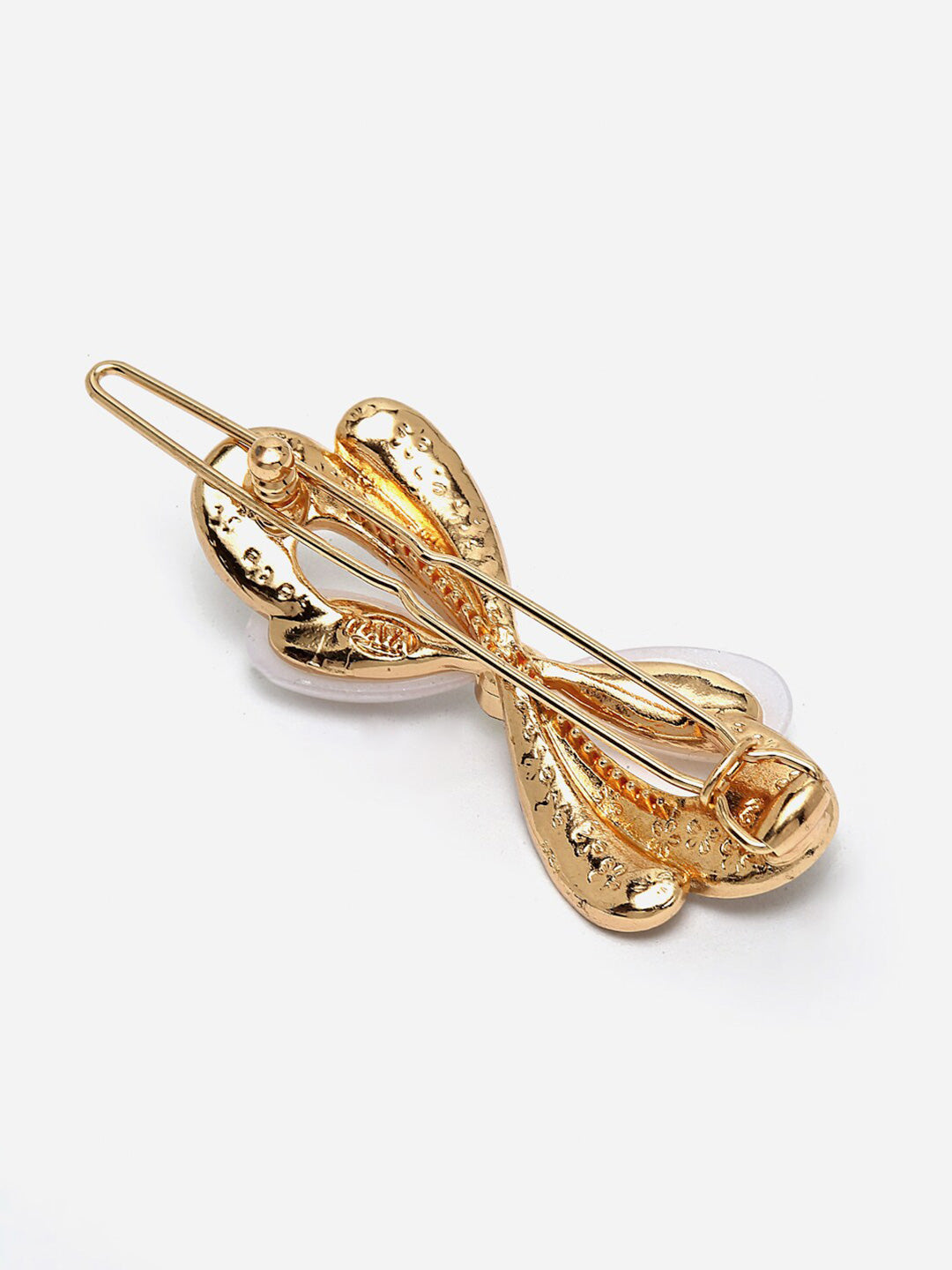 Panash Women Gold-Toned & White Embellished Bumpit Hair Pin | Grocsy