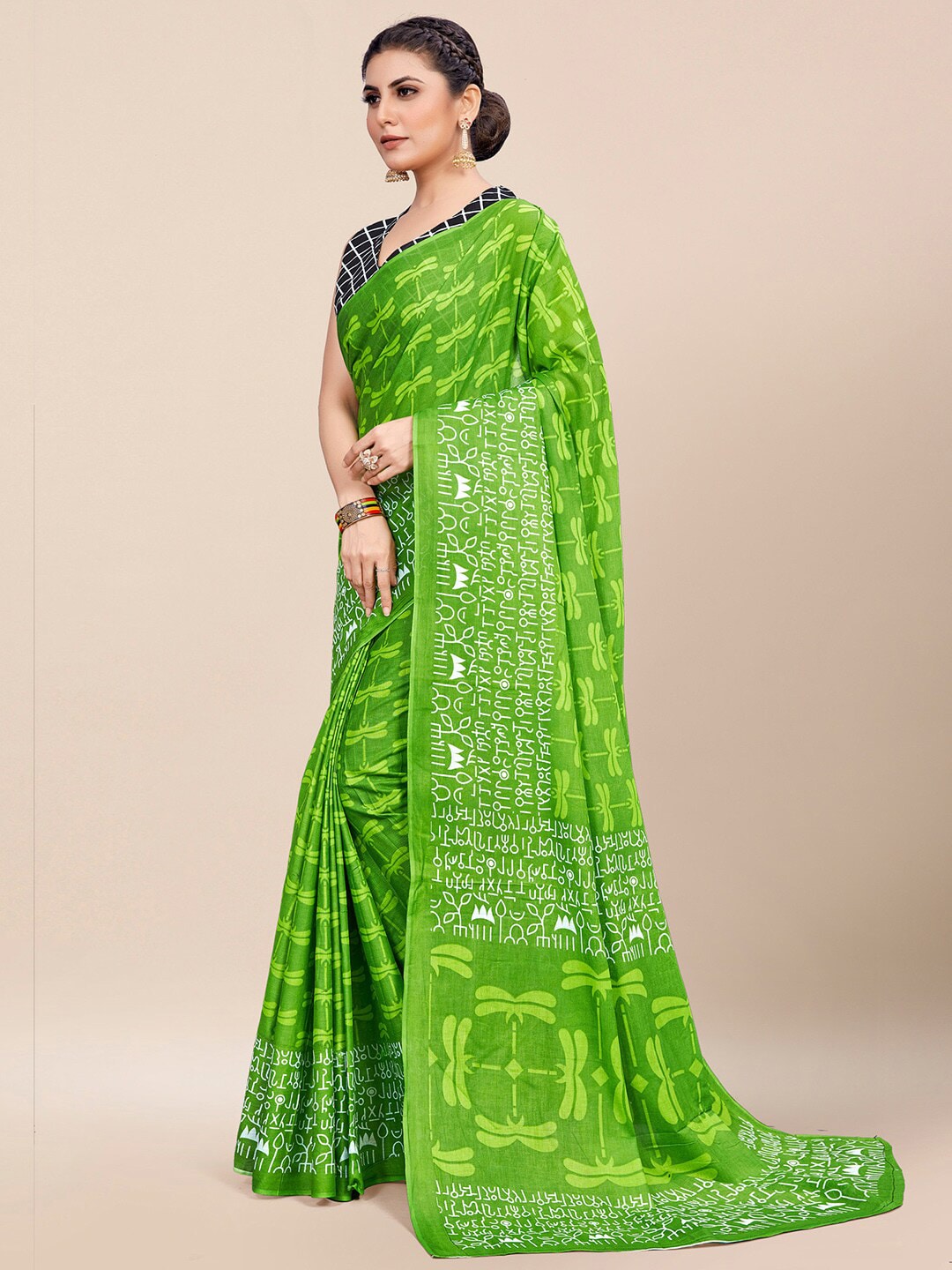 Saree Mall Abstract Printed Pure Cotton Bagh Sarees | Grocsy
