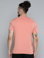 Alcis Men Dusty Pink Solid Slim Fit Gym T-shirt | Grocsy