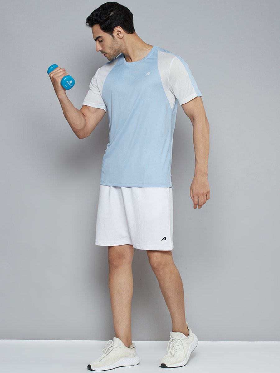 Alcis Men Blue Solid Slim Fit T-shirt | Grocsy