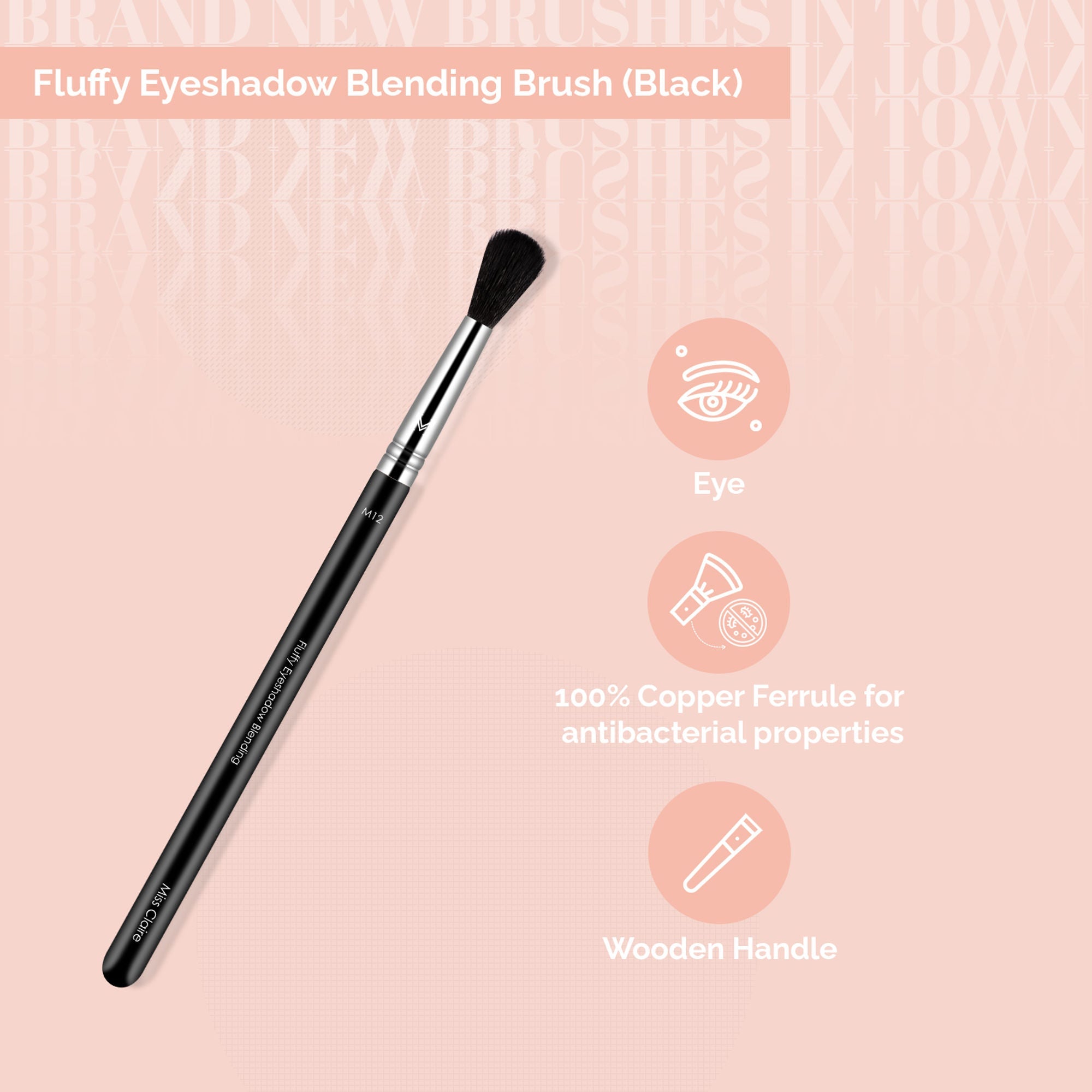 Miss Claire M12 - Fluffy Eyeshadow Blending Brush (Black) - Chrome | Grocsy