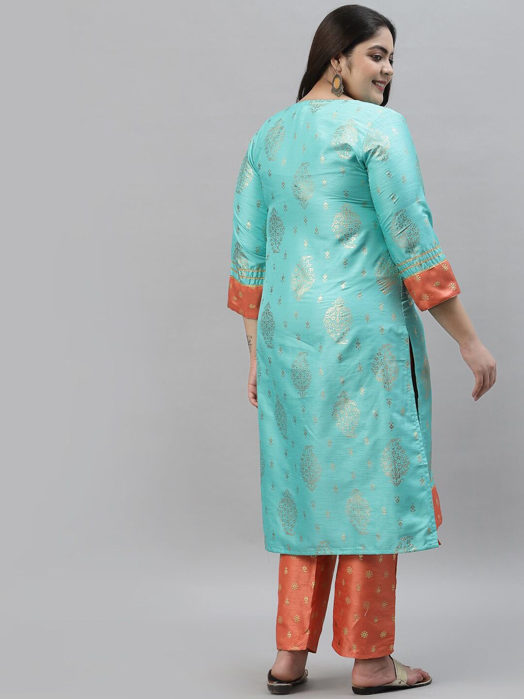 Sztori Ethnic Motifs Printed Gotta Patti Kurta with Trousers | Grocsy