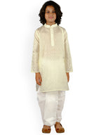 Sethukrishna Boys Cream-Coloured Angrakha Kurta with Dhoti Pants | Grocsy