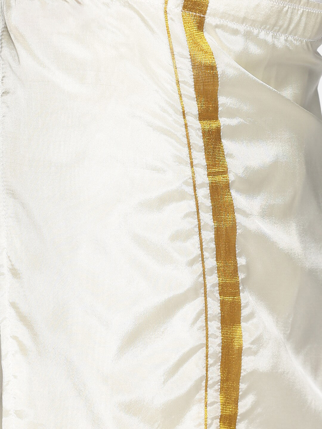 Sethukrishna Boys Green Shirt & Cream-Coloured & Zari Border Veshti Set | Grocsy