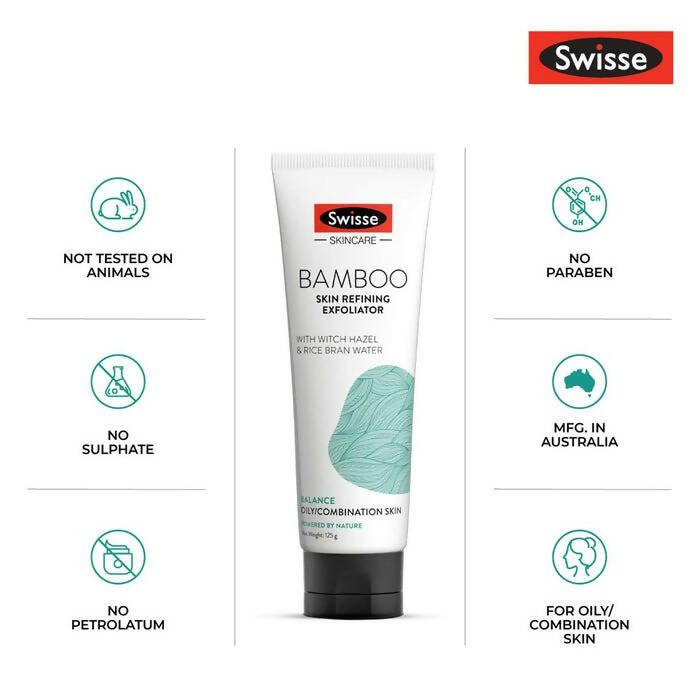 Swisse Skincare Bamboo Skin Refining Exfoliator With Witch Hazel & Rice Bran Water | Grocsy