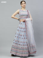Sky Blue Georgette Heavy Embroidery mirror Work Lehenga Choli with Dupatta - Jivika | Grocsy