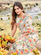 Tikhi Imli White Floral Woven Design Saree | Grocsy