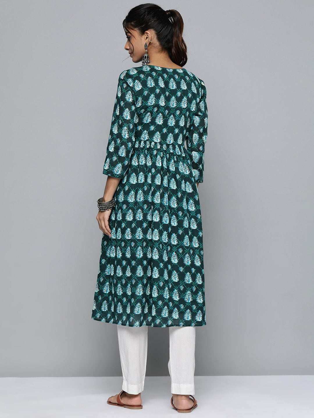 HERE&NOW Floral Printed Pure Cotton Kurta | Grocsy