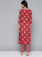 HERE&NOW Floral Printed Regular Kurta with Palazzos | Grocsy