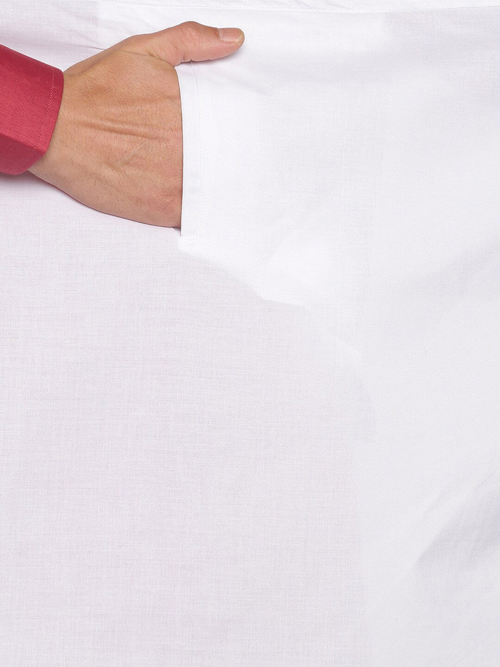 Sethukrishna White & Pink Solid Cotton Dhoti For Men | Grocsy