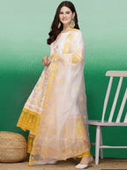 Sangria Floral Embroidered Pure Cotton Straight Kurta With Sharara & Dupatta | Grocsy