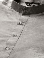 Sojanya Men Grey & Blue Solid Kurta Set with Nehru Jacket | Grocsy