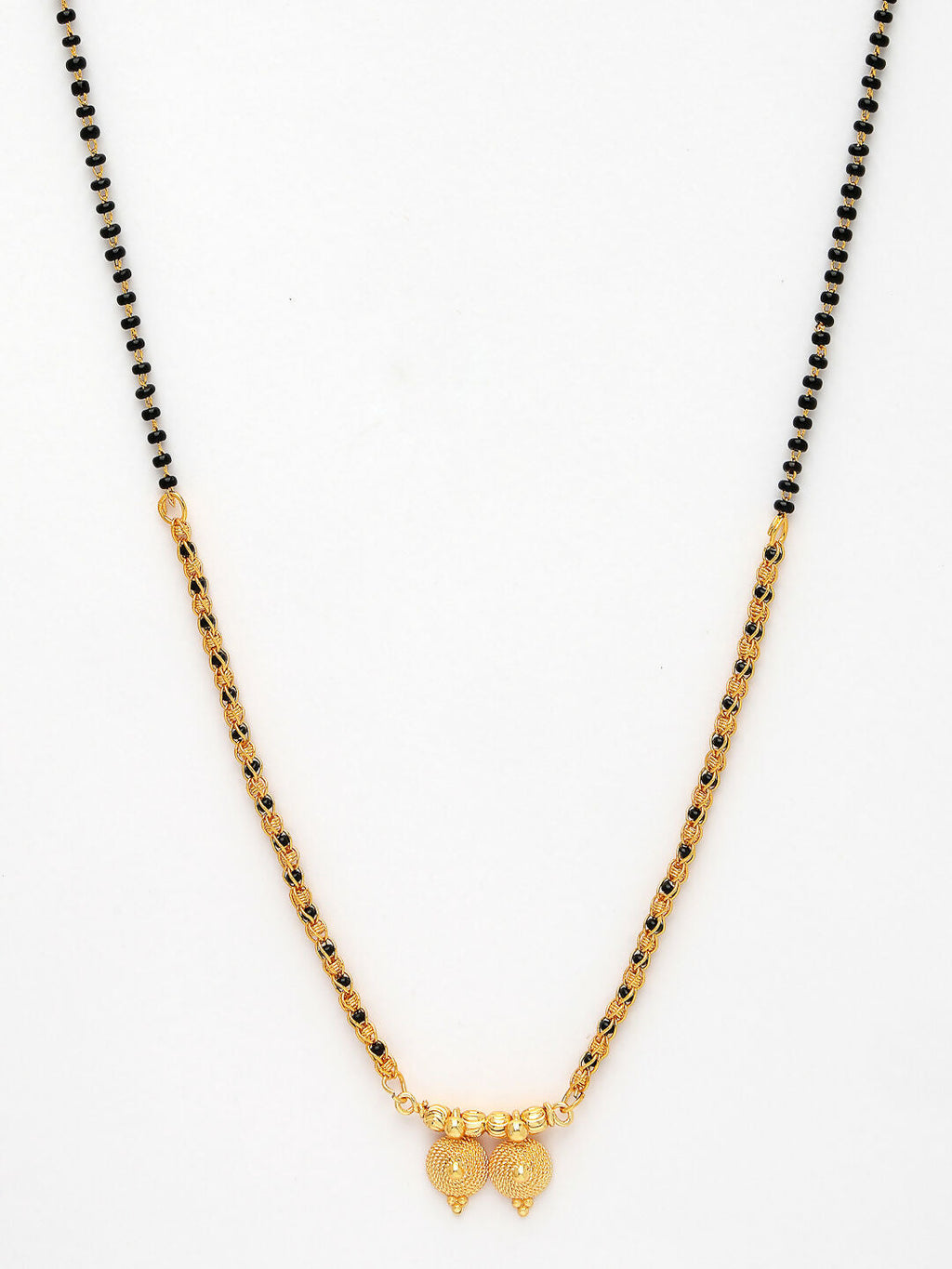 NVR Women's Gold-Polished Black Beaded Mangalsutra | Grocsy