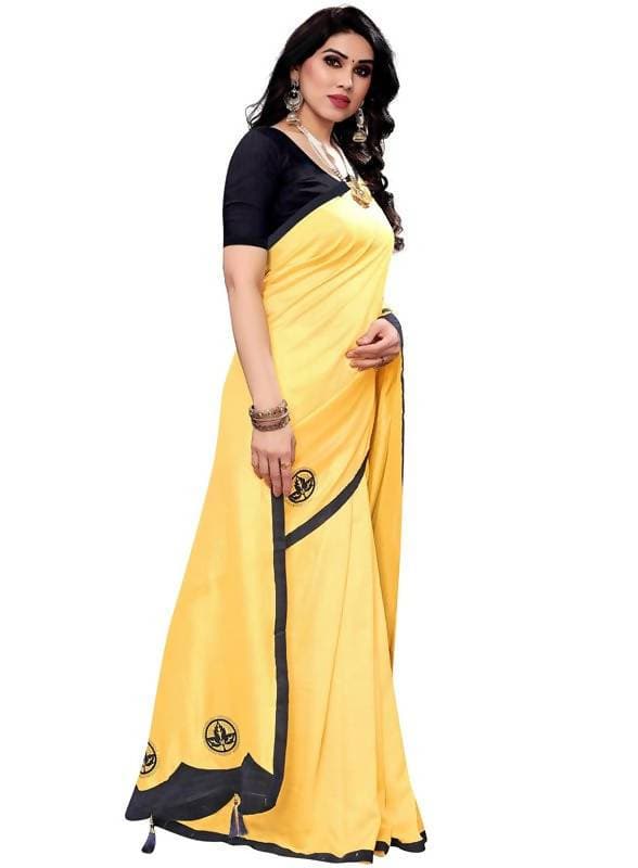 Vamika Designer Yellow Georgette Saree (TSUNAMI YELLOW ) | Grocsy