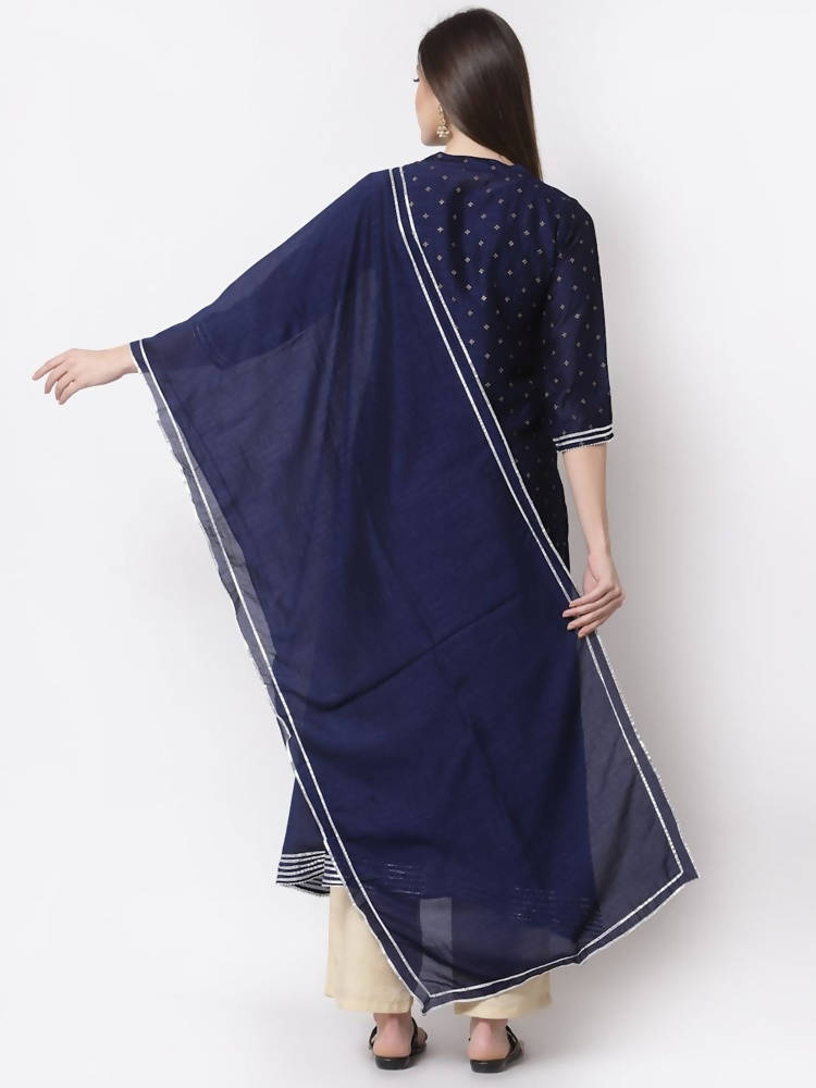 Myshka Blue Color Silk Blend Printed Kurta With Dupatta Set | Grocsy