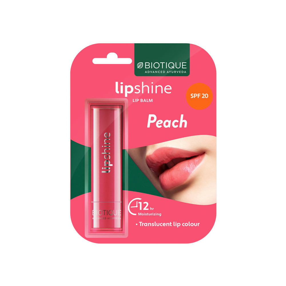 Biotique Lipshine Lip Balm SPF 20 - Peach It | Grocsy