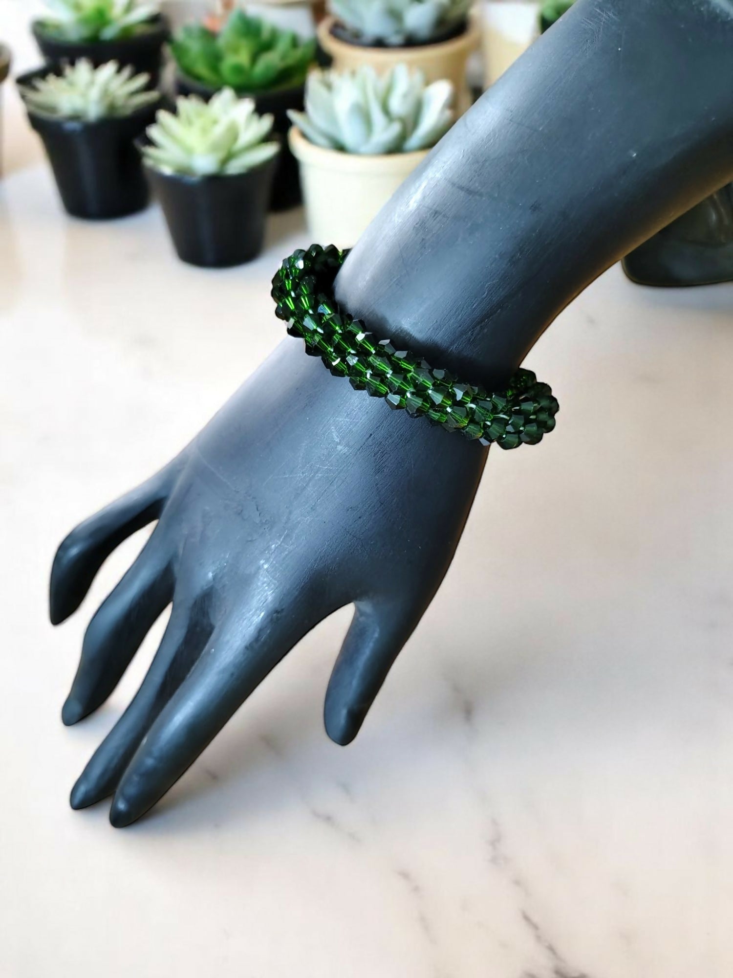 Inhanns Unisex Crystal Bloom – Adjustable Crystal Bead Bracelets - Green | Grocsy