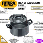 Hawkins Futura Handi Sauce Pan 21 cm Diameter with Lid 3 L (AH3S) | Grocsy