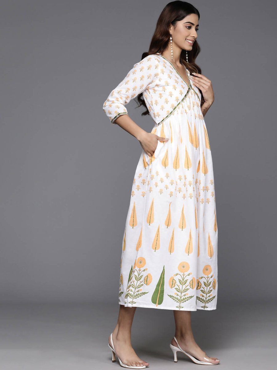 Ahalyaa Women's Traditional wear Dress - White | Grocsy