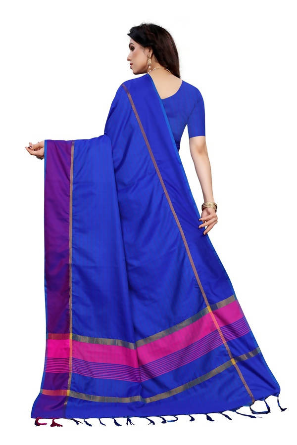 Vamika Royal Blue Cotton Silk Weaving Saree (Binita Royal Blue) | Grocsy