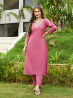 The52 Gajri Women's Beautiful Embroidered Rayon Fabric with Straight Kurta, Pant and Dupatta Set | Grocsy