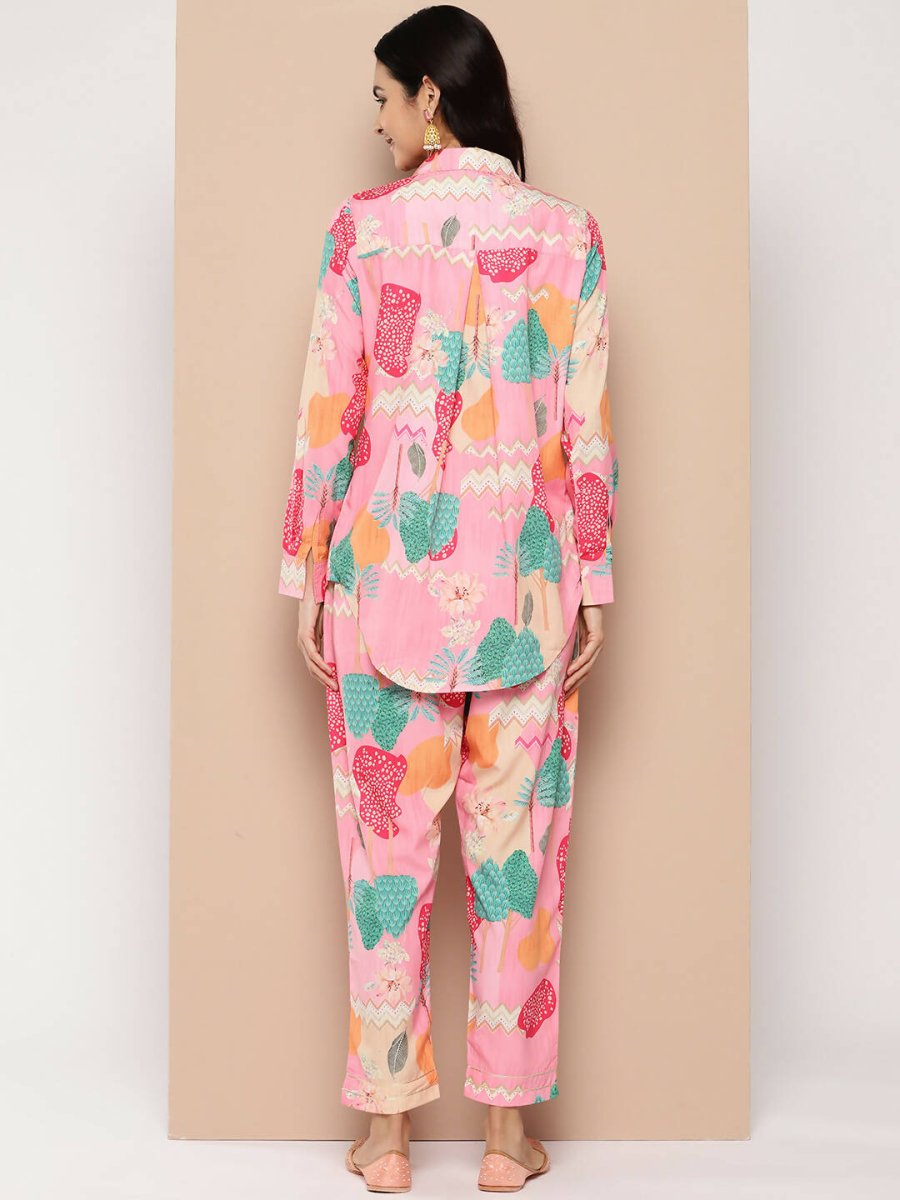 Ahalyaa Women's Traditional Wear Co-ods - Pink | Grocsy