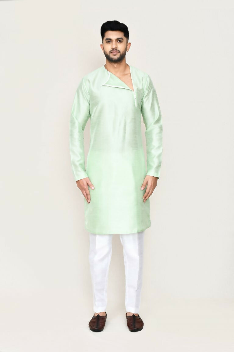 Joban Fashion Green Colored Art Silk Fabric Kurta With Straight Fit Pant | Grocsy
