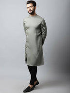 Even Apparels Grey Color Pure Cotton Sherwani Men's Kurta With Asymetrical Cut (SLD1181) | Grocsy